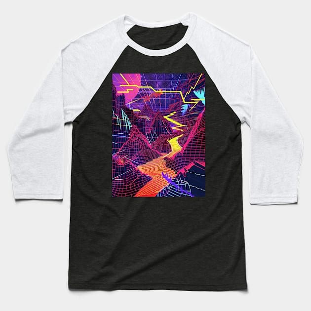 techno nature neon valley Baseball T-Shirt by bulografik